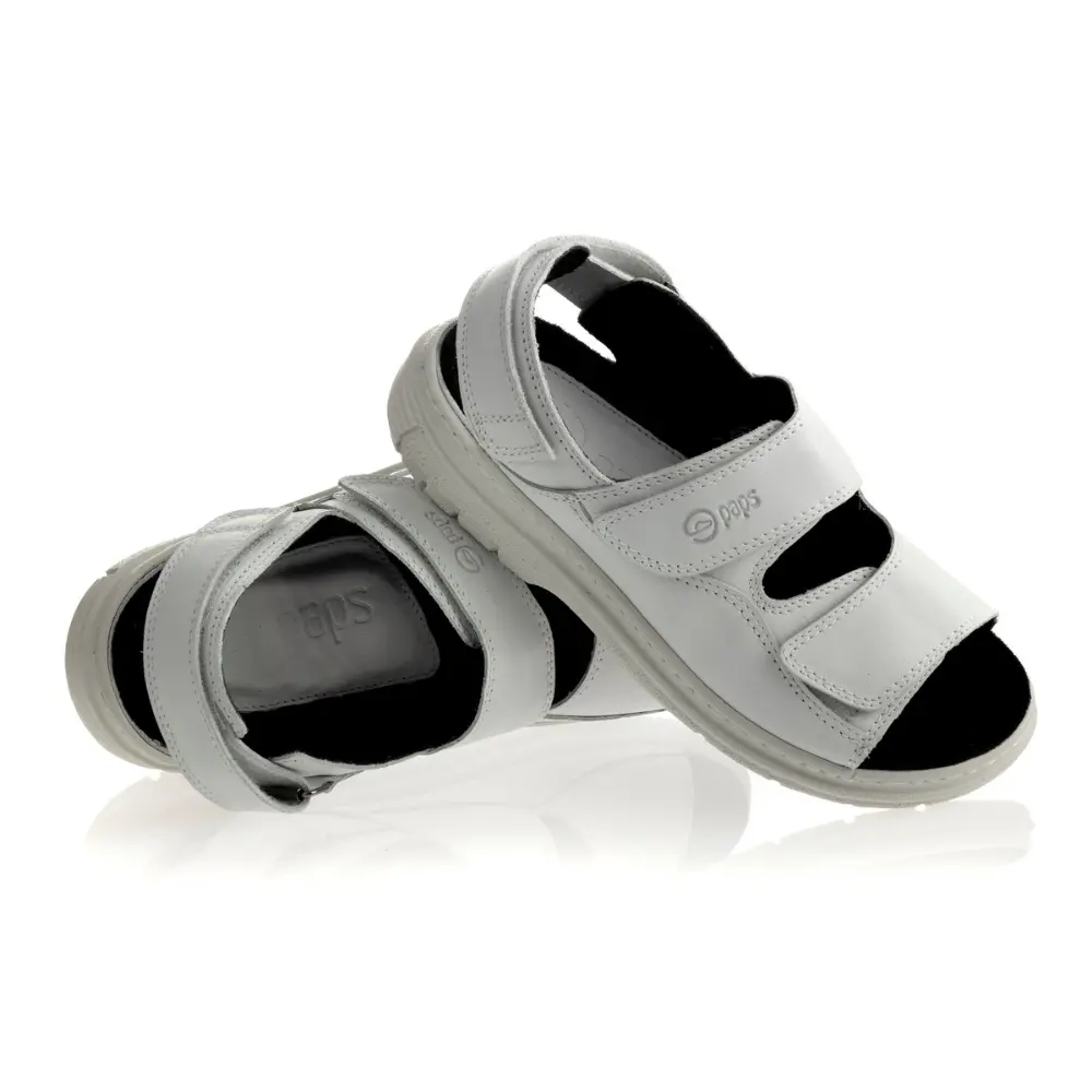 sandaly-do-wkladek-ortopedycznych-skora-paps-biale-1 Sandały do wkładek ortopedycznych PAPS unisex biała skóra lico, gumowa podeszwa, szerokie paski na rzepy