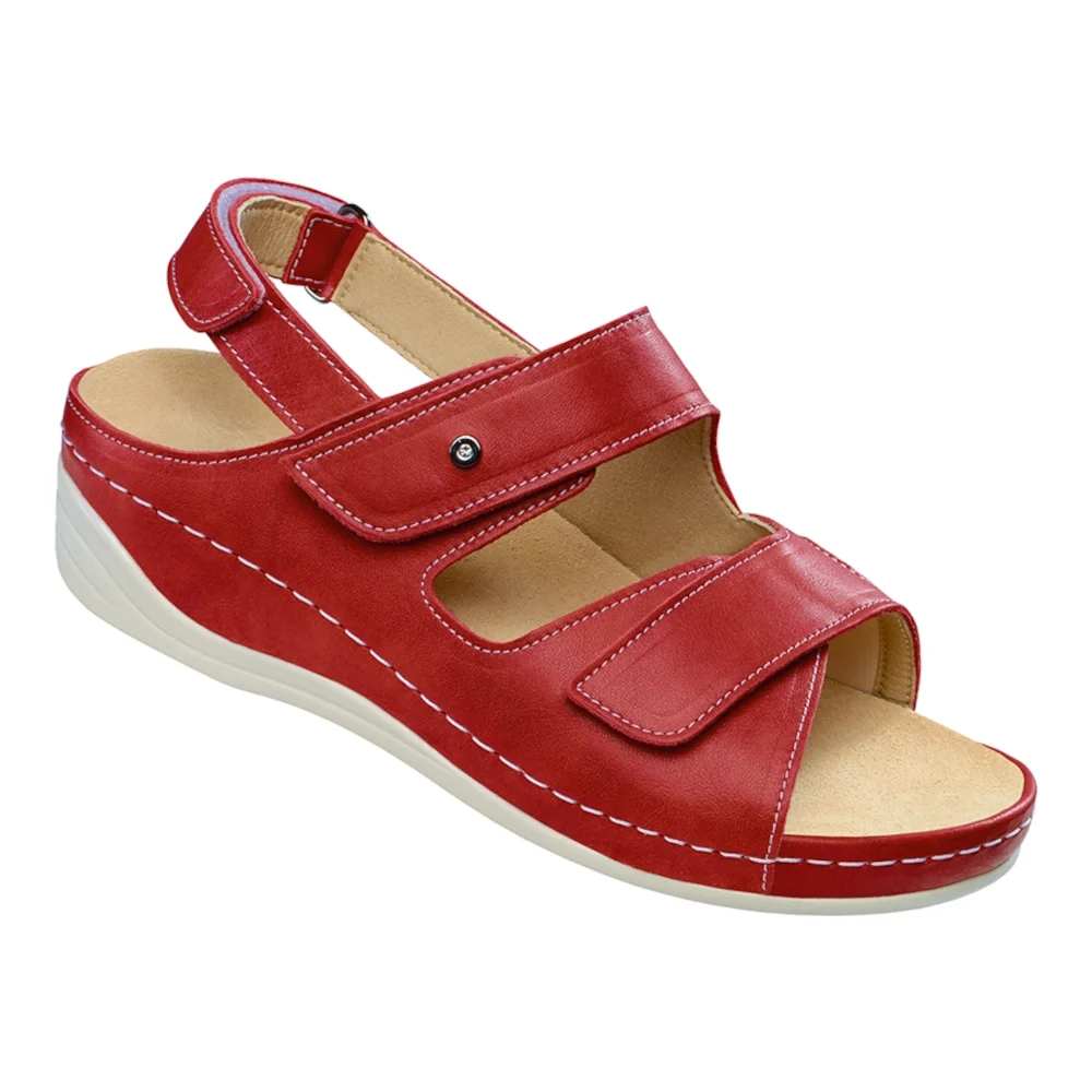 Sandały na haluksy damskie skórzane niemieckie Schein, czerwone