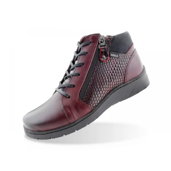 Botki skórzane Kosela - rubinowy
