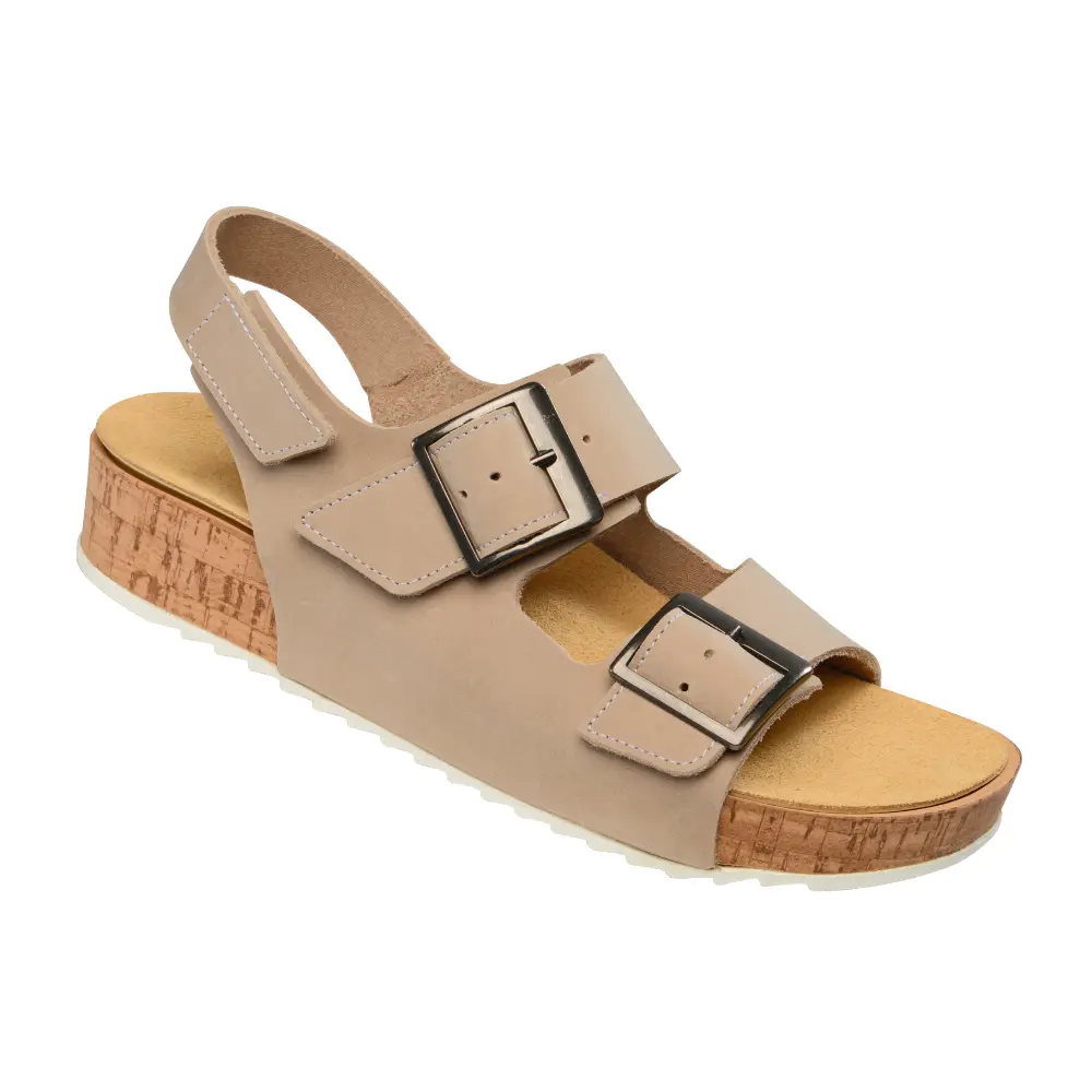 Sandały do wkładek ortopedycznych damskie Schein beżowe podwójna regulacja szerokości