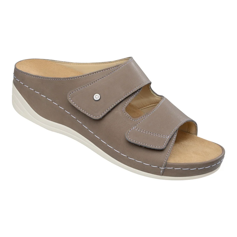 Klapki ortopedyczne damskie na haluksy rzepy Schein, brązowe