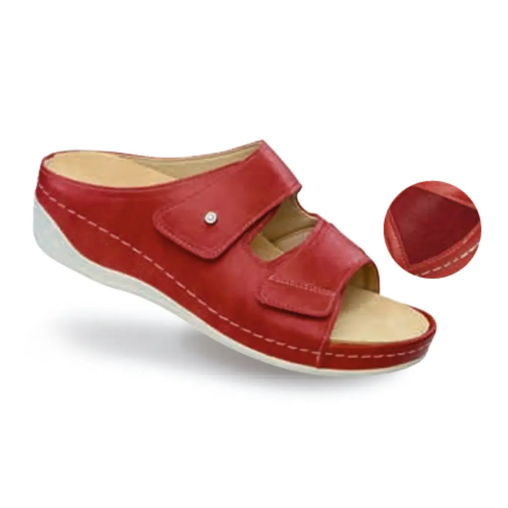 Klapki ortopedyczne damskie na haluksy rzepy Schein czerwone