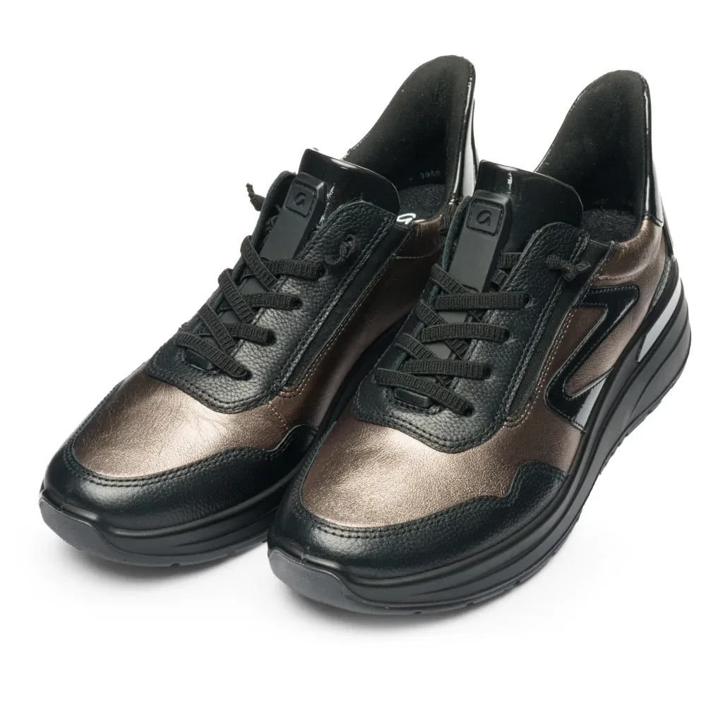 Sneakersy z wyjmowaną wkładką Ara GARDA - czarne z brązowym połyskiem Sneakersy z wyjmowaną wkładką Ara GARDA - czarne z brązowym połyskiem