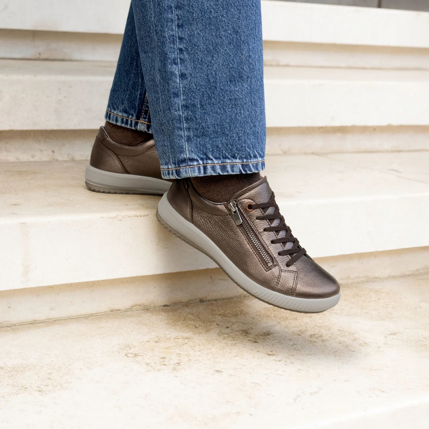 Buty damskie na szeroką stopę GORE-TEX z zamkiem Legero TANARO brązowe
