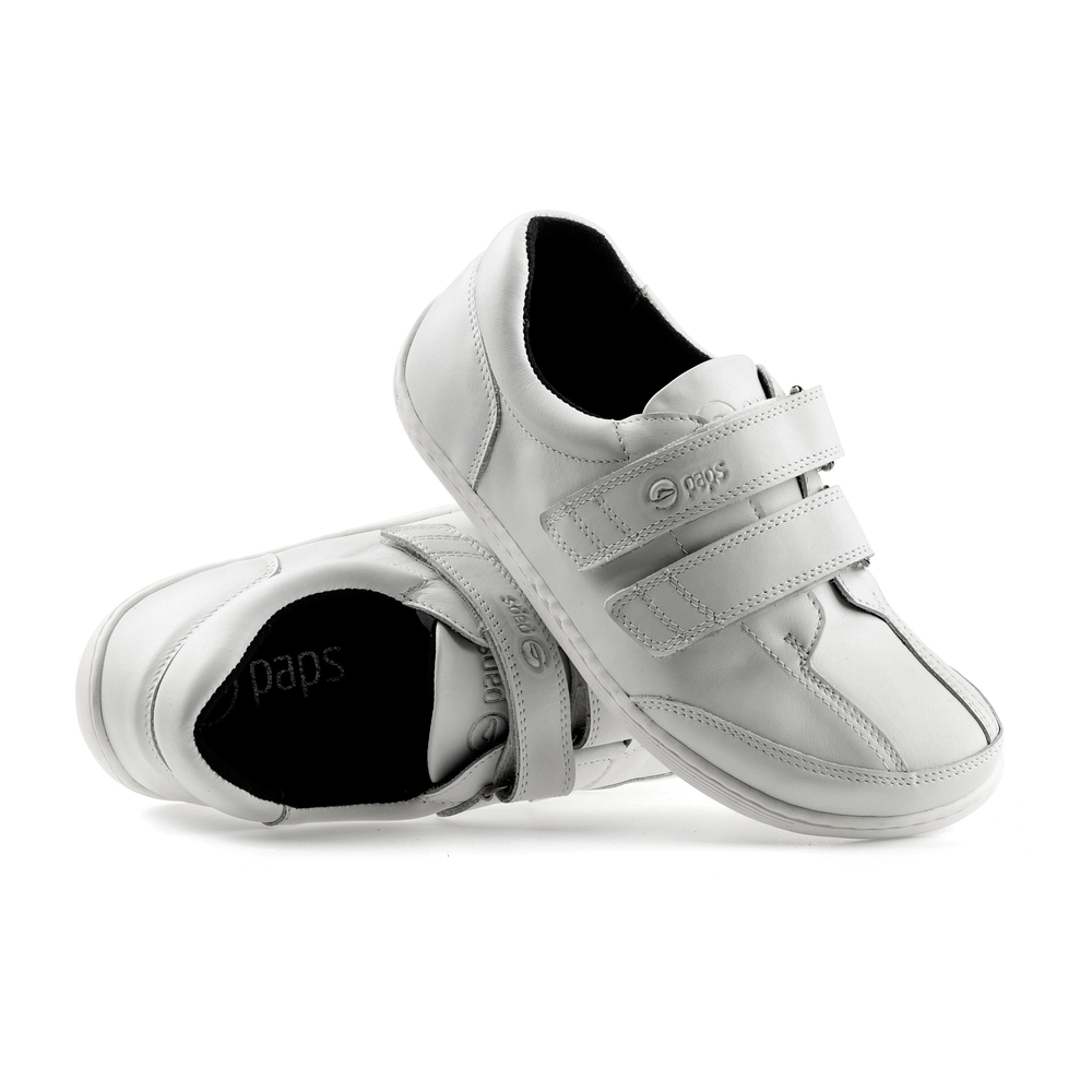 Buty na rzepy damskie i męskie Paps Shoe ME 1059-102 białe z wyjmowaną wkładką