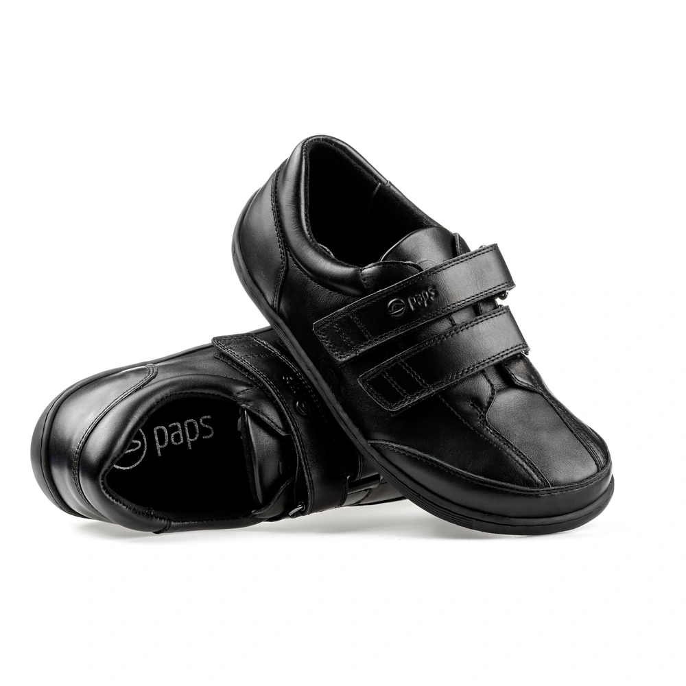 Buty na rzepy damskie i męskie Paps Shoe ME 1059-202 czarne skóra naturalna
