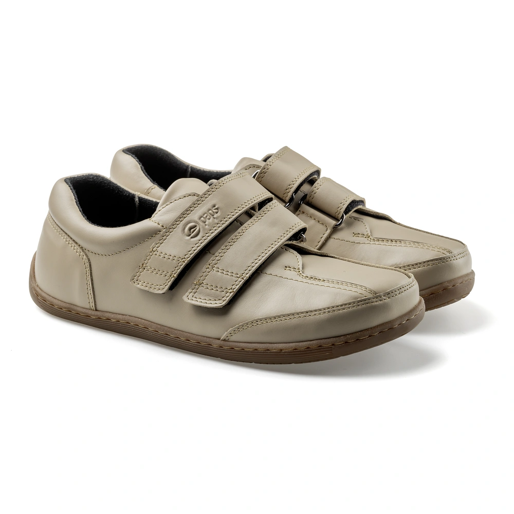 Buty na rzepy damskie i męskie Paps Shoe ME 1059-442h kolor beżowy na szerokie stopy