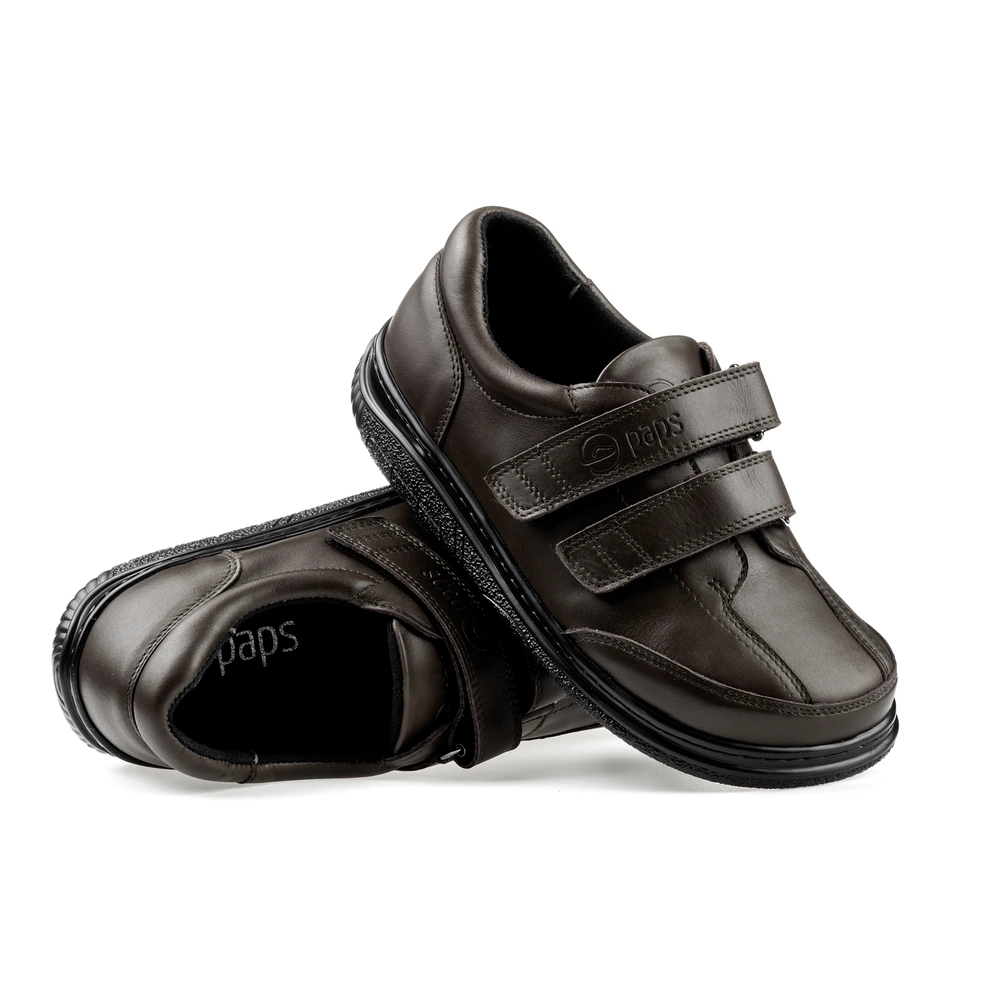 Buty na rzepy męskie i damskie Paps Shoe ME 1060-302 brązowe na szeroką stopę