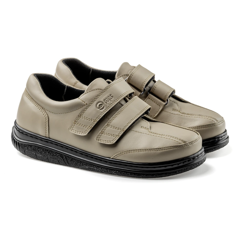 Buty na rzepy męskie i damskie Paps Shoe ME 1060-442h kolor beżowy gruba podeszwa