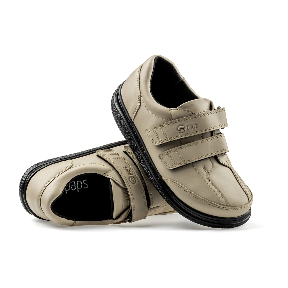 Buty na rzepy męskie i damskie Paps Shoe ME 1060-442h kolor beżowy gruba podeszwa