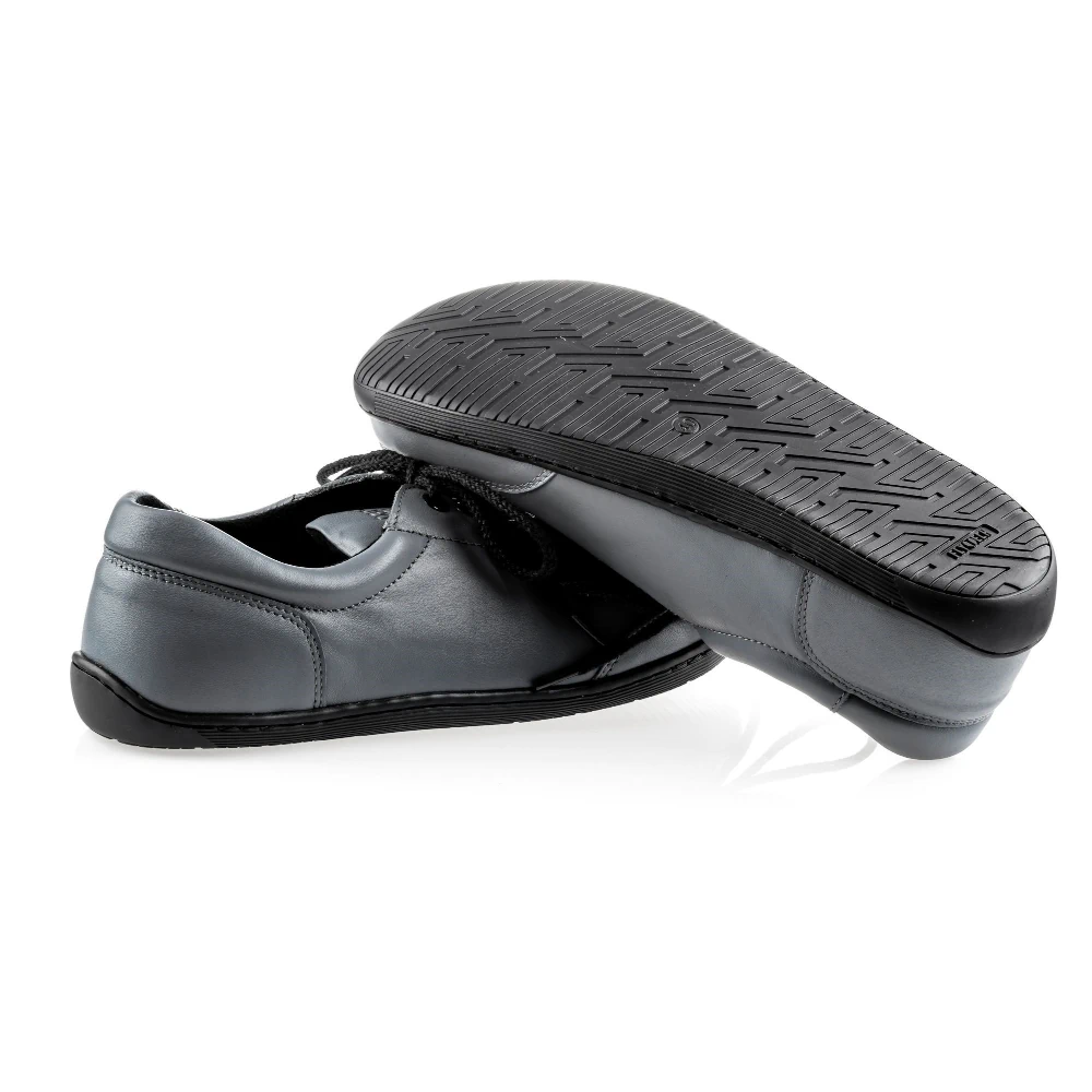 Szare buty z szerokimi noskami Paps Shoe ME 1057 ze skóry naturalnej